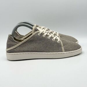 OluKai Pehueali Slip On Lace Up Beige Canvas Print Sneakers - Women’s US 7 / EU